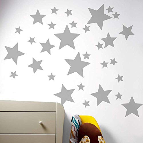Estrellas Pared Etiqueta, 55pcs/Set Ventana de Vidrio Twinkle Star Sticker, Vinilo Metálico PVC Art Star Patrón de Calcomanías, para Bebés Niños Dormitorio Decoración de la Guardería