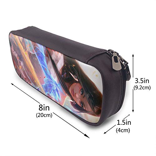 Estuche de cuero para lápices Pocahontas Rainbow Sunset Estuche para bolígrafos Estuche para lápices Papelería Maquillaje cosmético Bolsa con doble cremallera