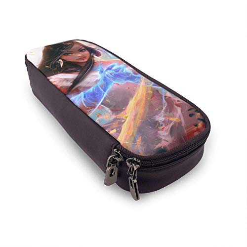 Estuche de cuero para lápices Pocahontas Rainbow Sunset Estuche para bolígrafos Estuche para lápices Papelería Maquillaje cosmético Bolsa con doble cremallera