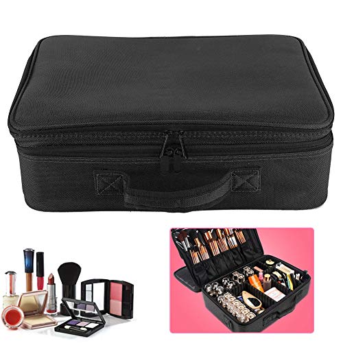 Estuche de Maquillaje 3 capas Profesional Puerto de Trucos de Maquillaj Bolsa de Maquillaje Organizador para Cosméticos Joyería/Labial/Cepillo de Sombra(Negro)