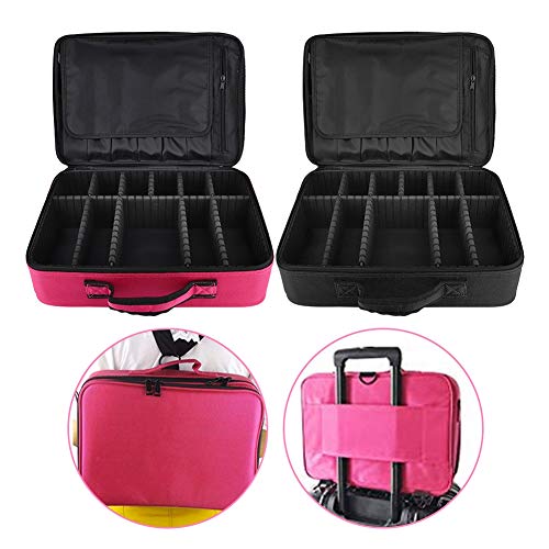 Estuche de Maquillaje 3 capas Profesional Puerto de Trucos de Maquillaj Bolsa de Maquillaje Organizador para Cosméticos Joyería/Labial/Cepillo de Sombra(Negro)