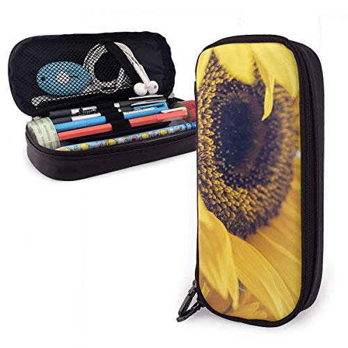 Estuche Escolar de Gran Capacidad, Bolsa de Lápiz Organizador para Material Papelería con Cremallera Doble Girasoles al atardecer para Hombre Mujer Estudiante en Escuela Oficina