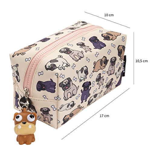 Estuche grande cuadrado para lápices con cierre de cremallera de Fringoo® , color Pugs World Large