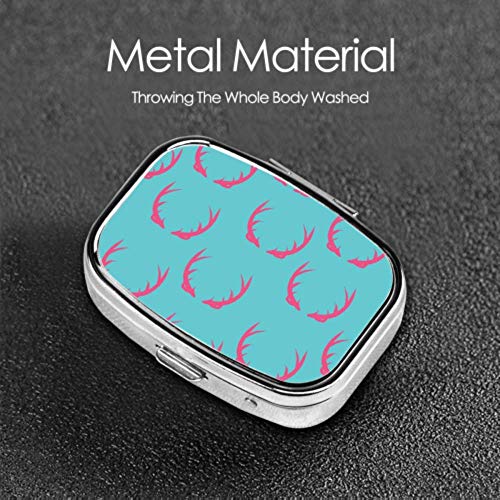 Estuche organizador de pastillas, set Antlers Pastillero portátil Recipiente pequeño para pastillas para bolso o bolsillo, pastillero cuadrado