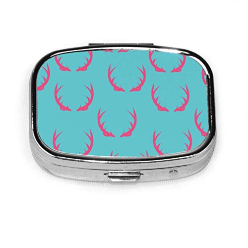 Estuche organizador de pastillas, set Antlers Pastillero portátil Recipiente pequeño para pastillas para bolso o bolsillo, pastillero cuadrado