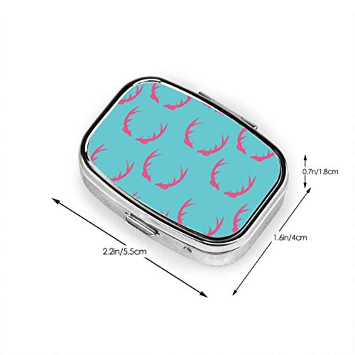 Estuche organizador de pastillas, set Antlers Pastillero portátil Recipiente pequeño para pastillas para bolso o bolsillo, pastillero cuadrado