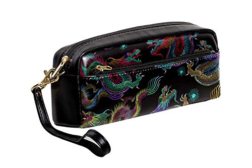 Estuche para lápices con diseño de dragones chinos con bordado para bolígrafos, organizador de escritorio, bolsa de papelería, material escolar para estudiantes, niñas y niños