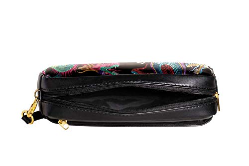 Estuche para lápices con diseño de dragones chinos con bordado para bolígrafos, organizador de escritorio, bolsa de papelería, material escolar para estudiantes, niñas y niños