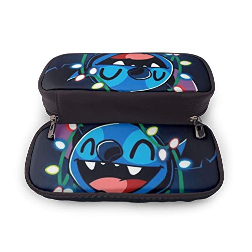 Estuche para lápices de gran capacidad, estuche para bolígrafos, almacenamiento alto, escuela secundaria, colegio, niño, niña, estudiante, adolescente, lilo Stitch, luces de Navidad
