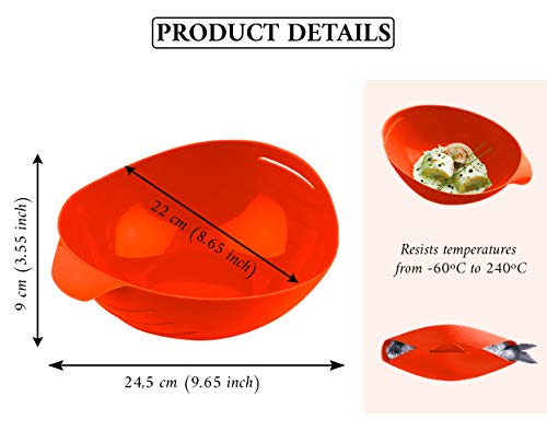 Estuche Vapor microondas Silicona vaporera Papillote Bandeja panera recipientes Bowl para cocinar al Vapor microondas Cocina Lavado lavavajillas Naranja