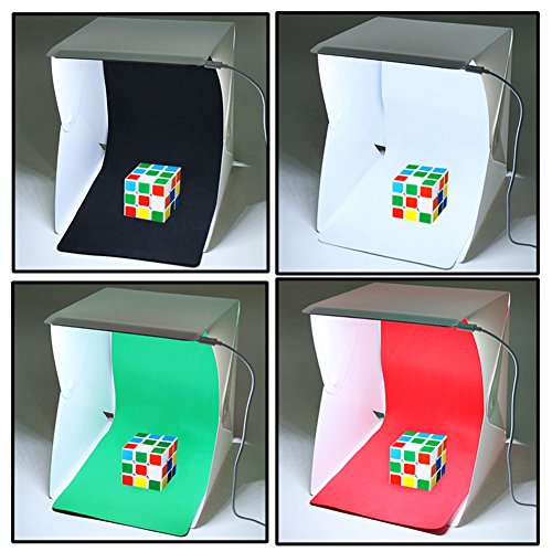 Estudio de fotografía, Caja de fotografía portátil con luz LED 24x22x24cm Mini Estudio de iluminación incl. 4 fondo