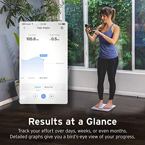 Etekcity Báscula Grasa Corporal Báscula de Baño Bluetooth Analizar 12 Funciones, Monitores de Composición con Superficie Grande de Pesaje y Medición de Alta Precisión, Android y iOS, ESF37
