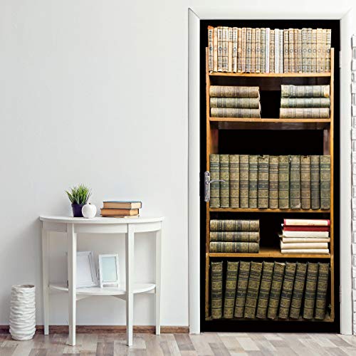 Etiqueta De Puerta 3D Ideas Para Amueblar Estanterías Etiqueta De Pared Impermeable De Pvc Adhesivo Fotográfico Pegatina Arte Hd Etiqueta De Pared Baño Cocina Dormitorio Decoración 77X200Cm