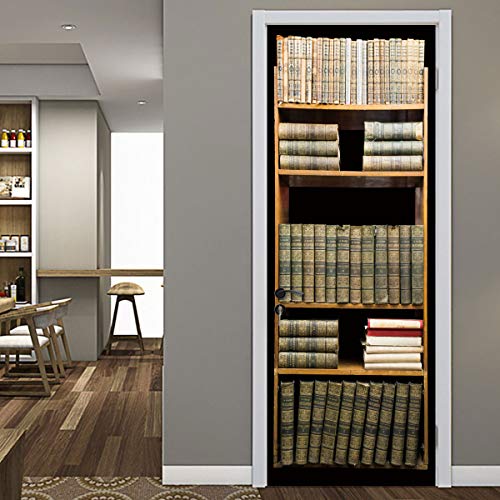 Etiqueta De Puerta 3D Ideas Para Amueblar Estanterías Etiqueta De Pared Impermeable De Pvc Adhesivo Fotográfico Pegatina Arte Hd Etiqueta De Pared Baño Cocina Dormitorio Decoración 77X200Cm