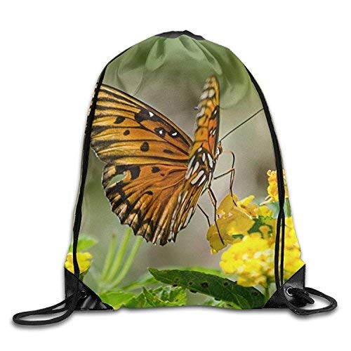 Etryrt Mochilas/Bolsas de Gimnasia,Bolsas de Cuerdas, Butterfly-Nature-Flowers Cool Gym Drawstring Bags Travel Backpack Tote School Rucksack