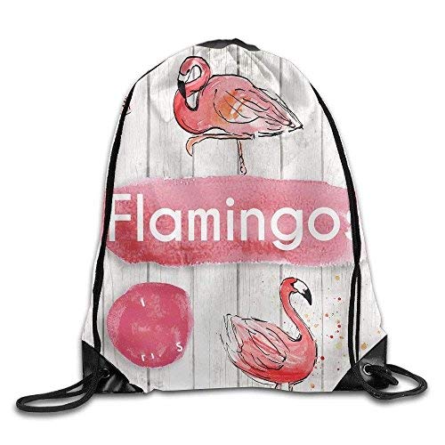 Etryrt Mochilas/Bolsas de Gimnasia,Bolsas de Cuerdas, Six Flamingos Print Drawstring Backpack Rucksack Shoulder Bags Sport Gym Bag For Men and Women