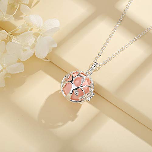 EUDORA Harmony Ball Llamador de Angeles Embarazada, Colgantes Mujer Carillón Música Cadena con Circonita Cúbica y Diseño árbol de Armonía, 76,2 cm