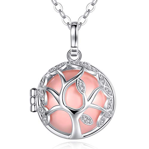 EUDORA Harmony Ball Llamador de Angeles Embarazada, Colgantes Mujer Carillón Música Cadena con Circonita Cúbica y Diseño árbol de Armonía, 76,2 cm