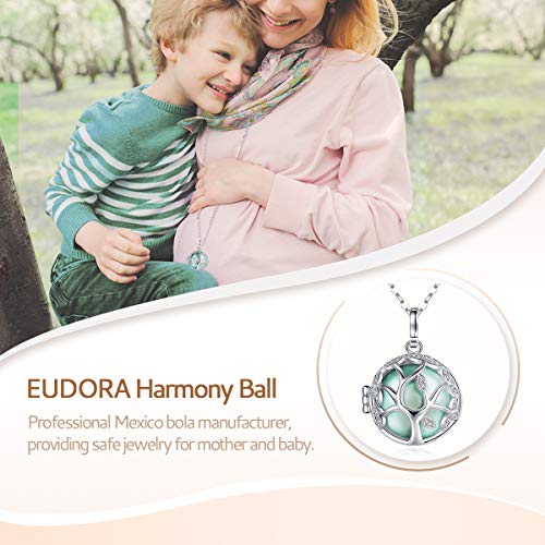 EUDORA Harmony Ball Llamador de Angeles Embarazada, Colgantes Mujer Carillón Música Cadena con Circonita Cúbica y Diseño árbol de Armonía, 76,2 cm