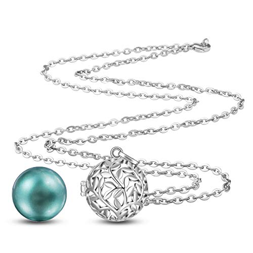 EUDORA Harmony Ball Llamador de Ángeles Embarazada Collares Mujer, Arbol de la Vida Colgantes Bisuteria Mujer Regalos Romanticos para Mujer Madre Hermana, 76,2cm