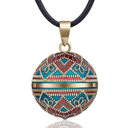 EUDORA Harmony Ball Vintage Bisuteria Collares de Mujer, Llamador de Angeles Embarazada Floral Vintage Colgantes de Mujer Primer Embarazo Mamá Regalos Originales para Mujer Hermana, 114,3cm