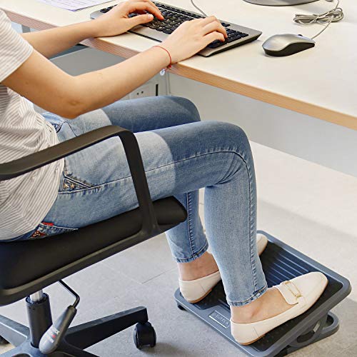 EUREKA ERGONOMIC Reposapiés ajustable ergonómico bajo escritorio Masaje Reposapiés adecuado para la oficina en casa negro y gris