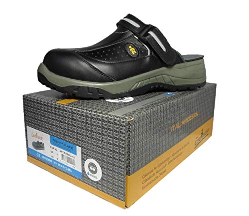 EuroRoutier Trendy Black Washable Zuecos Zapatos de Seguridad SB A E FO SRC (38 EU)