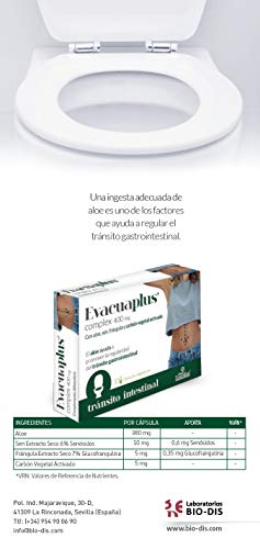 Evacuaplus complex 400 mg con aloe, sen, frángula y carbón vegetal activado – 30 Cápsulas Vegetales.