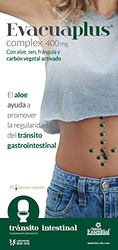 Evacuaplus complex 400 mg con aloe, sen, frángula y carbón vegetal activado – 30 Cápsulas Vegetales.