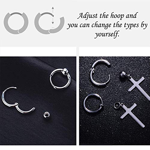 EVBEA 8 Piezas Pendientes Para Mujeres Hombres Adolescentes Kpop Colgante Aro Largo Cadena Cruz Pluma Perforado Stud Arete Ultima Novedad Elegante Regalo de Dia de San Valentin Joyería de Moda