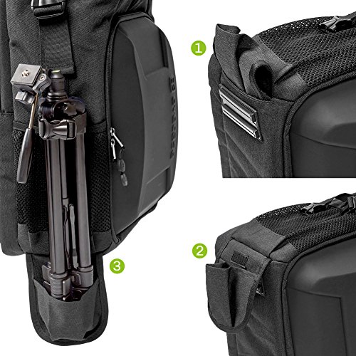 Evecase SHELL - Mochila para cámara y portátil de 15,6 pulgadas impemeable con funda para lluvia