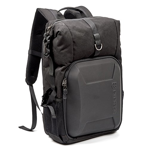 Evecase SHELL - Mochila para cámara y portátil de 15,6 pulgadas impemeable con funda para lluvia