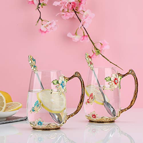 evecase Tazas de café de cristal transparente sin plomo con cuchara de acero, regalo personalizado para mujeres, esposa, mamá, amigos, cumpleaños, madres, día de San Valentín