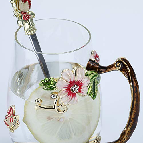 evecase Tazas de café de cristal transparente sin plomo con cuchara de acero, regalo personalizado para mujeres, esposa, mamá, amigos, cumpleaños, madres, día de San Valentín