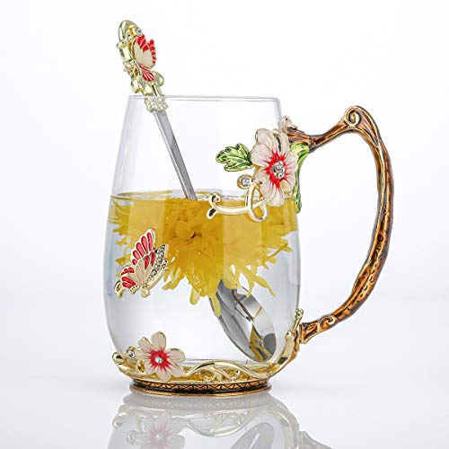 evecase Tazas de café de cristal transparente sin plomo con cuchara de acero, regalo personalizado para mujeres, esposa, mamá, amigos, cumpleaños, madres, día de San Valentín