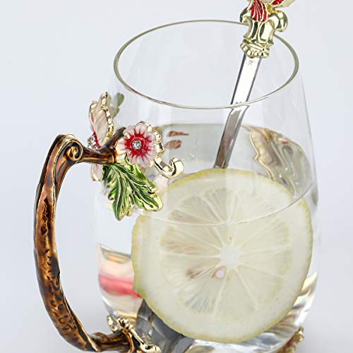 evecase Tazas de café de cristal transparente sin plomo con cuchara de acero, regalo personalizado para mujeres, esposa, mamá, amigos, cumpleaños, madres, día de San Valentín