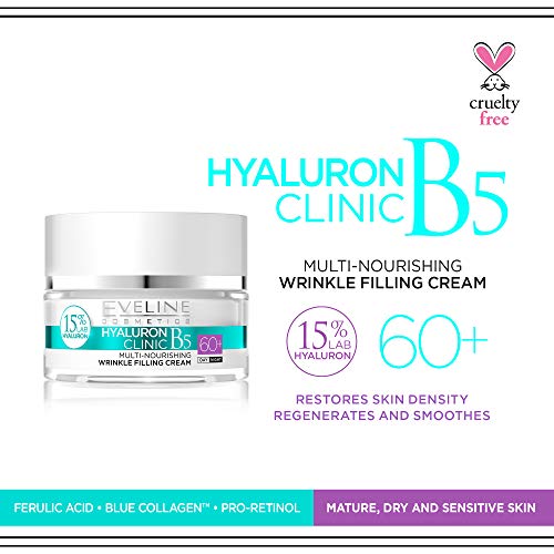 Eveline Cosmetics - Crema ácido hialurónico Antiarrugas Crema 60+, 50 ml