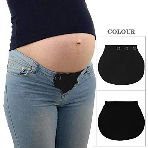 Everpert Alargador de Cintura para Embarazadas, Cinturón de Embarazo de Maternidad, Cinturón Elástico Ajustable Botón Extensor de Cintura (Negro)