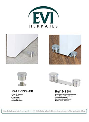 EVI Herrajes I-164-TAD Tope, Retenedor, Adhesivo, de Acero INOX, Goma Transparente, Puerta de 50 mm