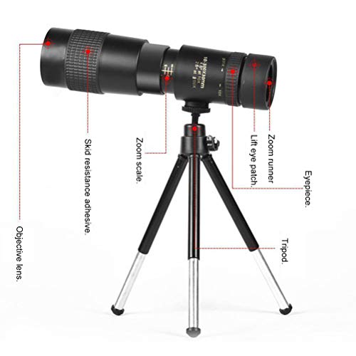 Eviktory Professional Telescopio monocular 4K 10-300x40 mm Super teleobjetivo zoom monocular, teléfono móvil portátil, monocular HD con trípode y clip para observación de aves, camping, senderismo