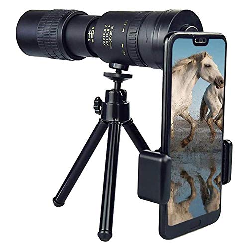 Eviktory Professional Telescopio monocular 4K 10-300x40 mm Super teleobjetivo zoom monocular, teléfono móvil portátil, monocular HD con trípode y clip para observación de aves, camping, senderismo