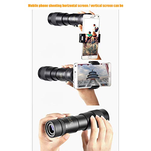 Eviktory Professional Telescopio monocular 4K 10-300x40 mm Super teleobjetivo zoom monocular, teléfono móvil portátil, monocular HD con trípode y clip para observación de aves, camping, senderismo