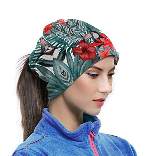 Ewtretr Tropical Birds Palm Leaves Neck Gaiter Warmer Hombres Mujeres Warm Windproof Circle Loop Scarves
