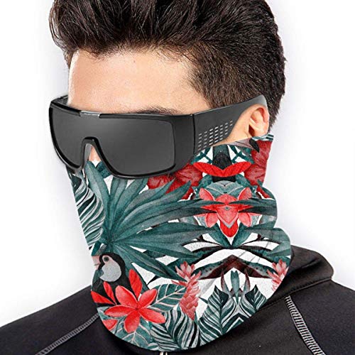 Ewtretr Tropical Birds Palm Leaves Neck Gaiter Warmer Hombres Mujeres Warm Windproof Circle Loop Scarves