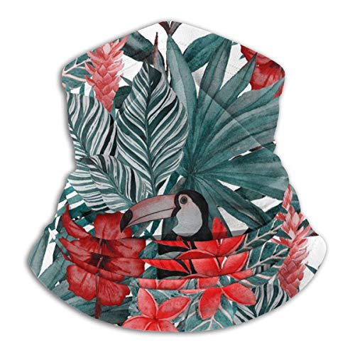 Ewtretr Tropical Birds Palm Leaves Neck Gaiter Warmer Hombres Mujeres Warm Windproof Circle Loop Scarves
