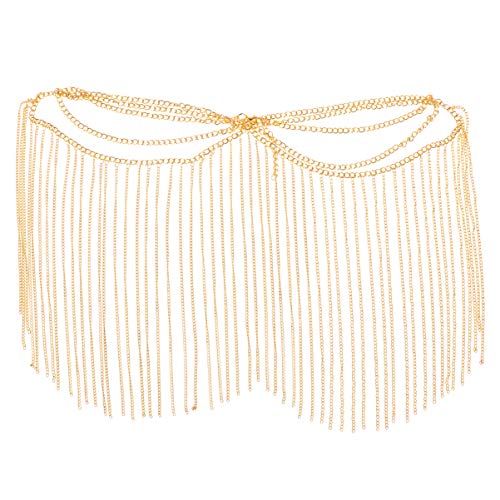 EXCEART Cadena de la Cabeza máscara de la Mascarada Cadena Cadena de la Cara joyería para Mardi Gras Bola Discoteca Fiesta Suministros (Dorado)