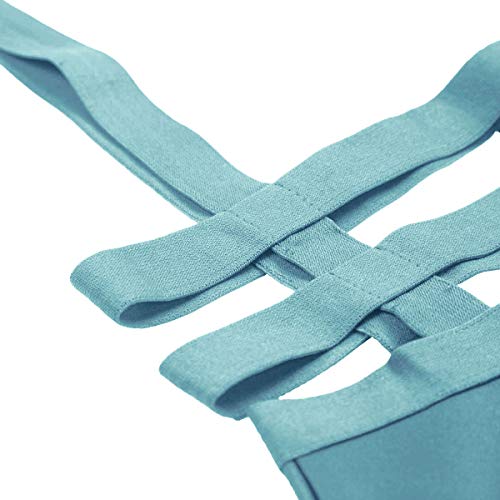 EXCHIC Falda de Cintura Elástica con Pliegues de la Moda A-Line Suspender Brace Falda (S, Azul Claro)