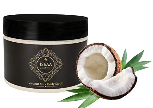 Exfoliante Corporal 100% Natural de Leche de Coco con Sal del Mar Muerto, Aceite de Argan y Vitamina E. Mejor para Anticelulitis, Y, Venas Varicosas, Eccema, Coconut Milk Body Scrub 340g