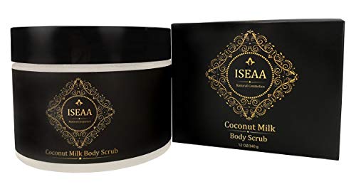 Exfoliante Corporal 100% Natural de Leche de Coco con Sal del Mar Muerto, Aceite de Argan y Vitamina E. Mejor para Anticelulitis, Y, Venas Varicosas, Eccema, Coconut Milk Body Scrub 340g