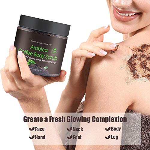 Exfoliante corporal, exfoliante, exfoliante de café natural con exfoliante nutritivo para la piel, elimina las células muertas y mejora la salud de la piel